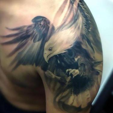Black and Gray Hawk Tattoo