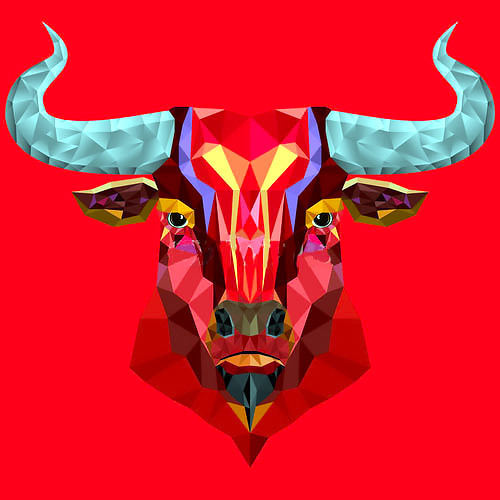 Red Head of Bull Tattoo Design