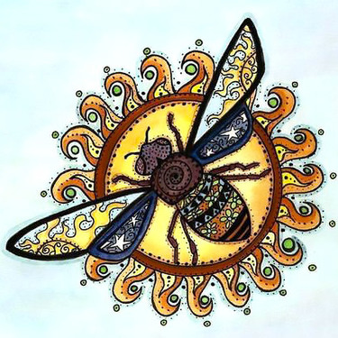 Sun and Bee Tattoo