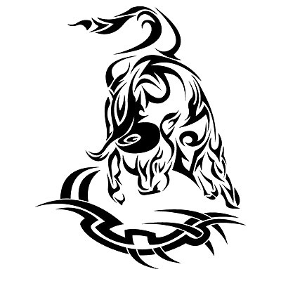 Tribal Running Bull Tattoo Design