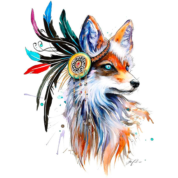 Cool Beautiful Girly Fox Tattoo Design