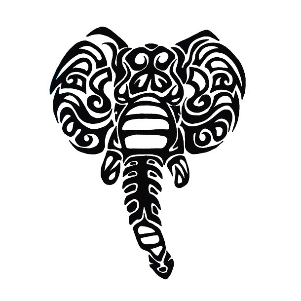 Elephant Tribal Head Tattoo Design