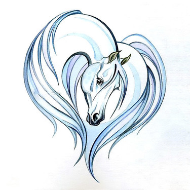 Horse Heart Blue Tattoo