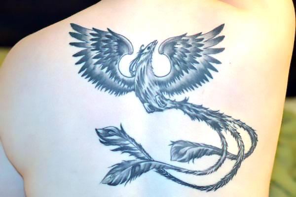 Black and Gray Phoenix Tattoo Idea