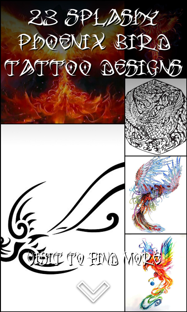 23 Splashy Phoenix Bird Tattoo Designs