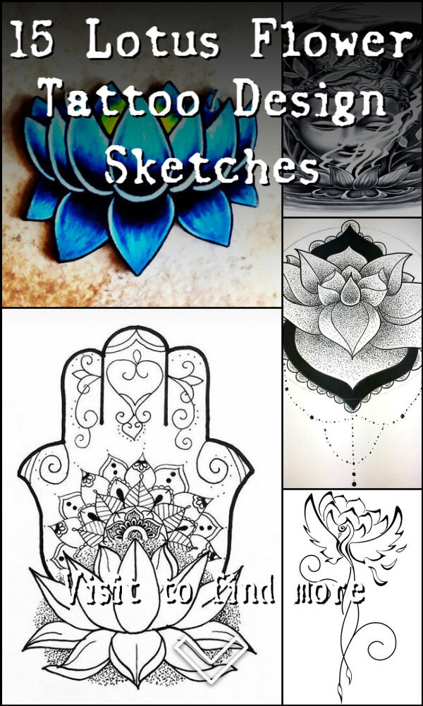 15 Lotus Flower Tattoo Design Sketches