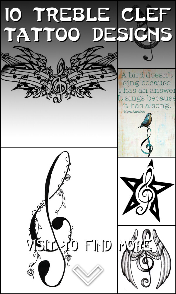 10 Treble Clef Tattoo Designs