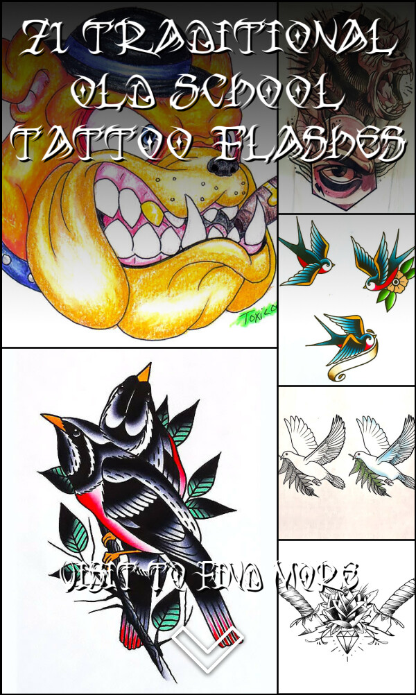 71 Traditional Old School Tattoo Flashes