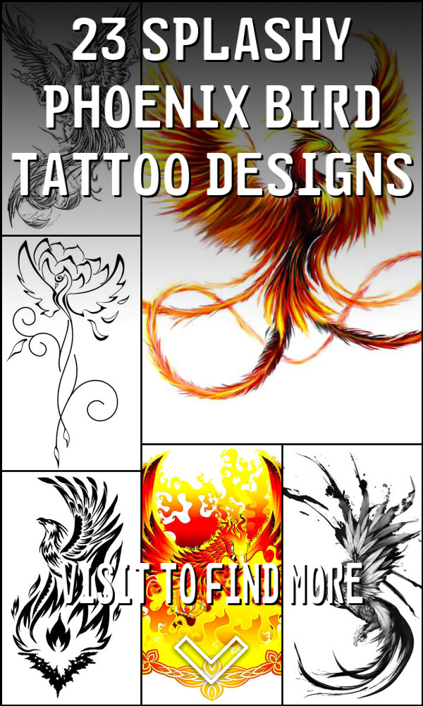 23 Splashy Phoenix Bird Tattoo Designs