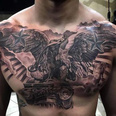 Black and Grey Mexican Eagle Tattoo
