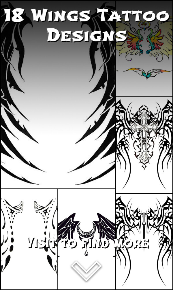 18 Wings Tattoo Designs