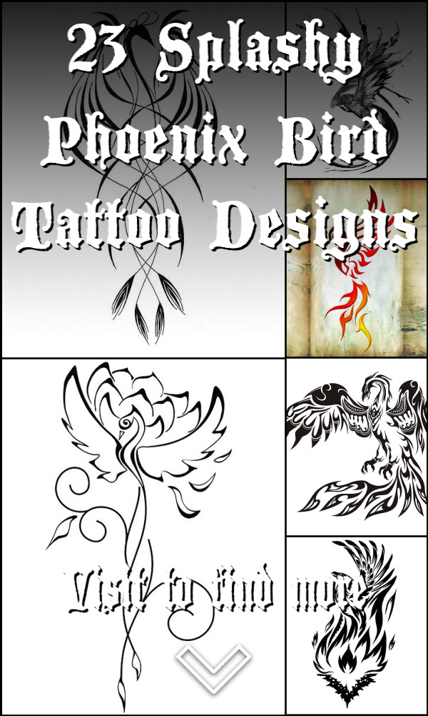 23 Splashy Phoenix Bird Tattoo Designs