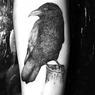 Blackbird In Dotwork Style Tattoo
