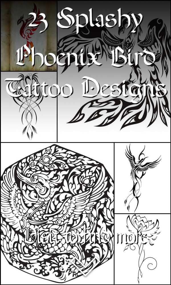 23 Splashy Phoenix Bird Tattoo Designs