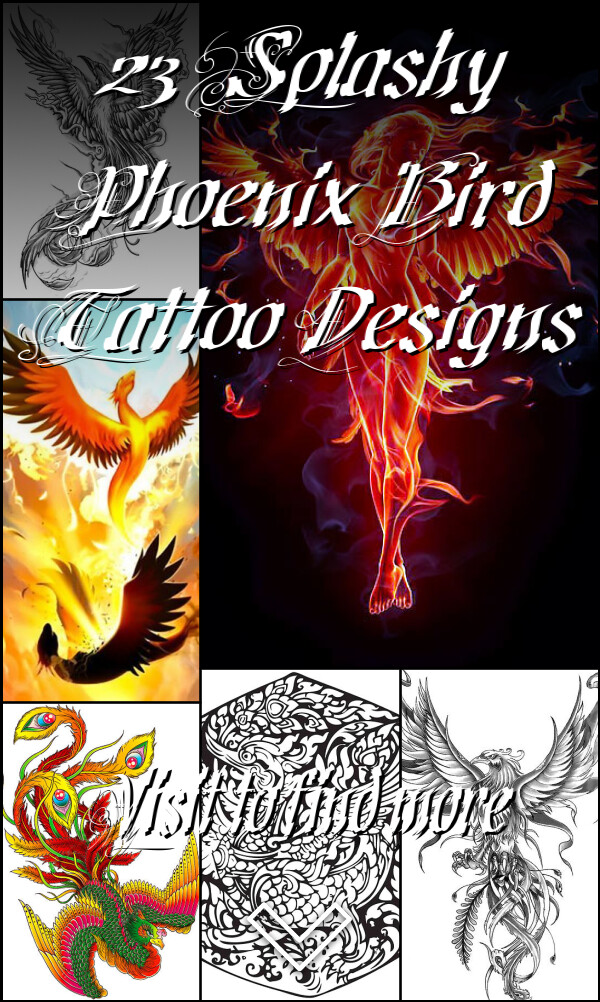 23 Splashy Phoenix Bird Tattoo Designs