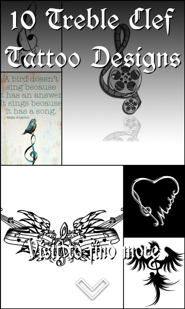 10 Treble Clef Tattoo Designs