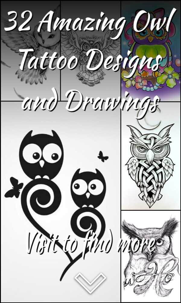 32 Amazing Owl Tattoo Designs and Drawings