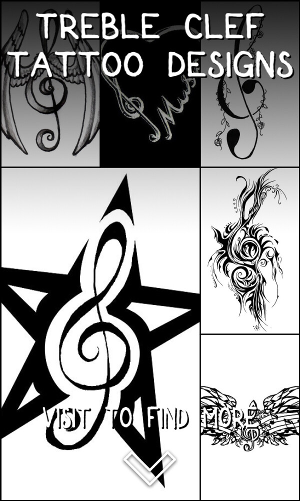 10 Treble Clef Tattoo Designs