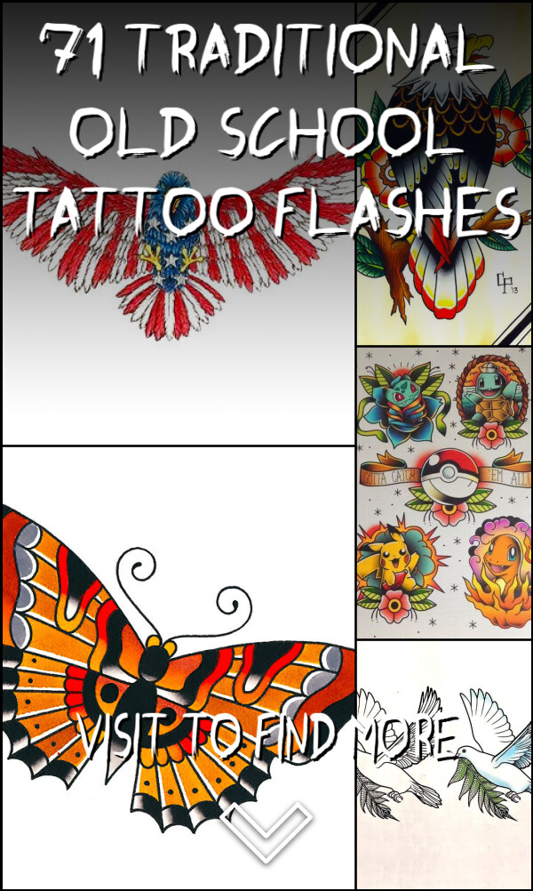 71 Traditional Old School Tattoo Flashes