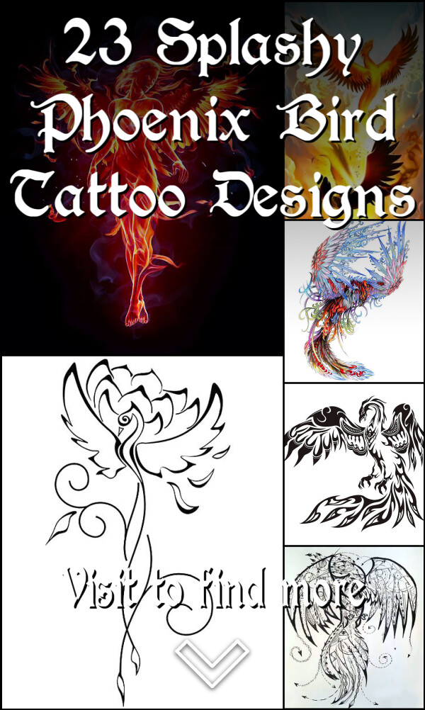 23 Splashy Phoenix Bird Tattoo Designs