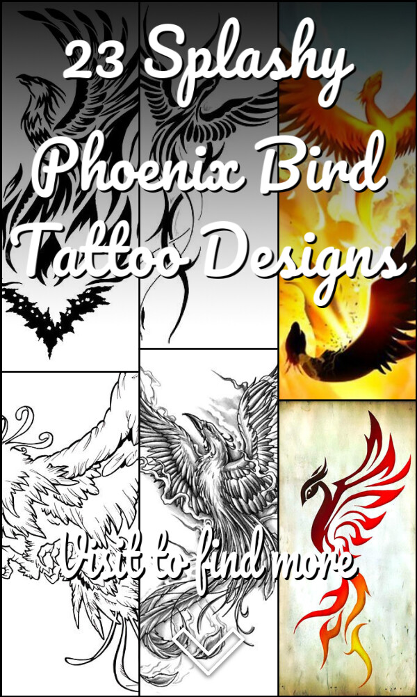 23 Splashy Phoenix Bird Tattoo Designs