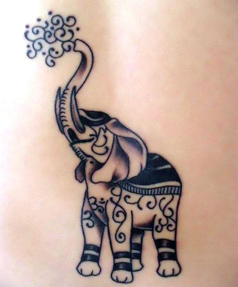Beautiful Happy Elephant Tattoo Idea