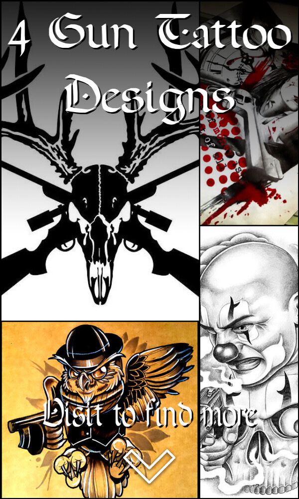 4 Gun Tattoo Designs