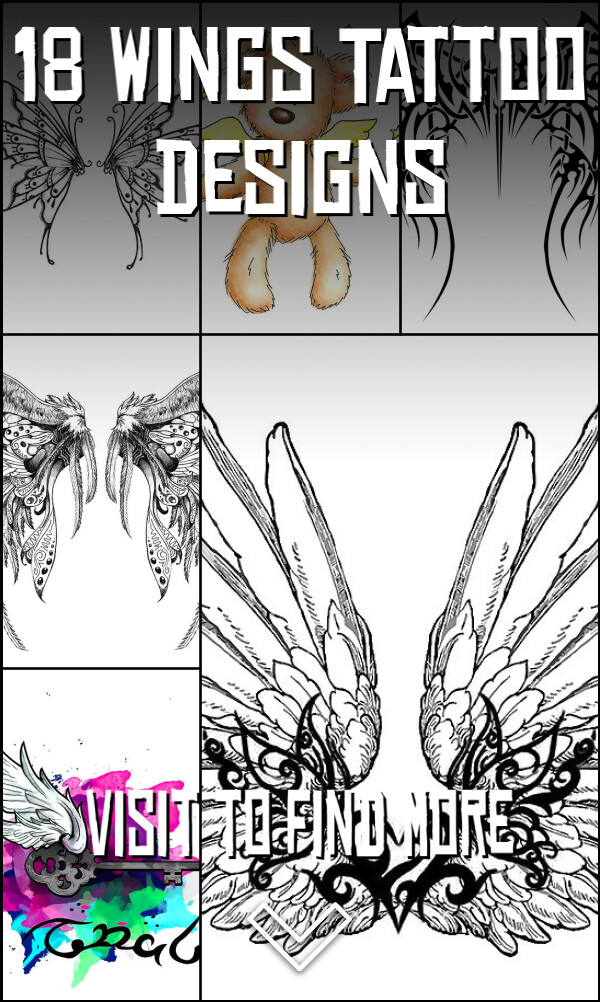 18 Wings Tattoo Designs