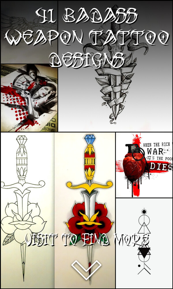 41 Badass Weapon Tattoo Designs
