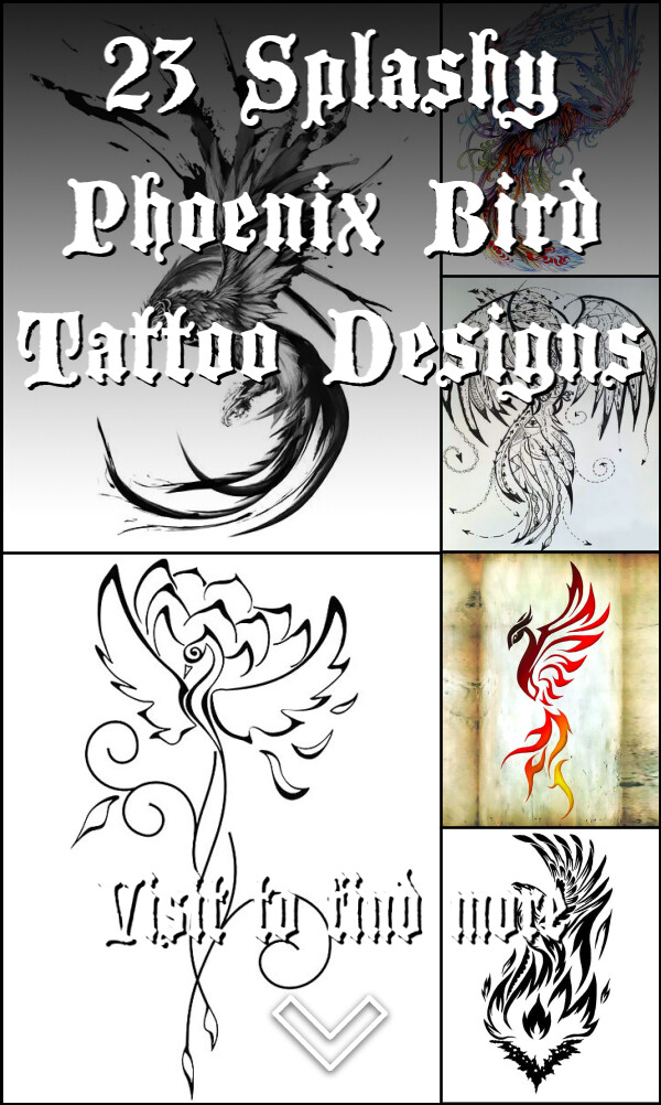 23 Splashy Phoenix Bird Tattoo Designs