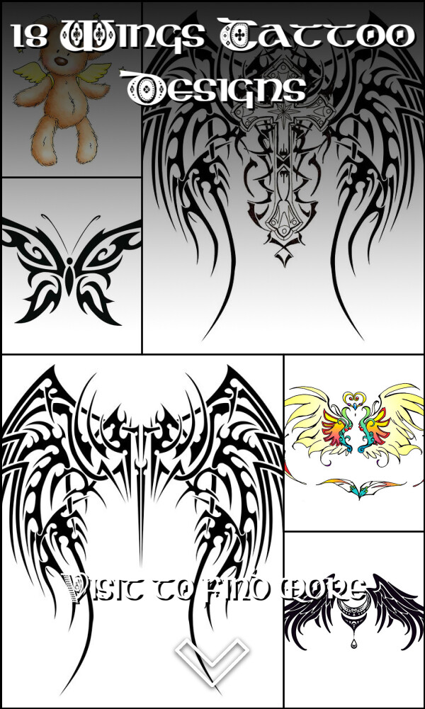 18 Wings Tattoo Designs
