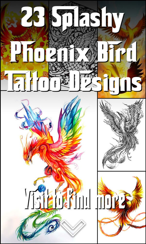 23 Splashy Phoenix Bird Tattoo Designs
