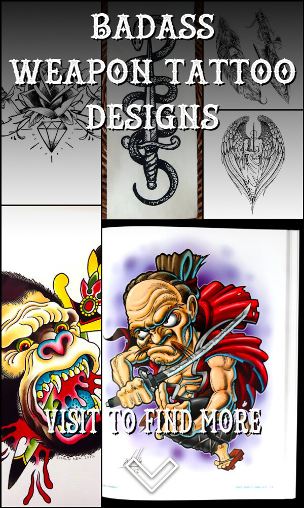 41 Badass Weapon Tattoo Designs