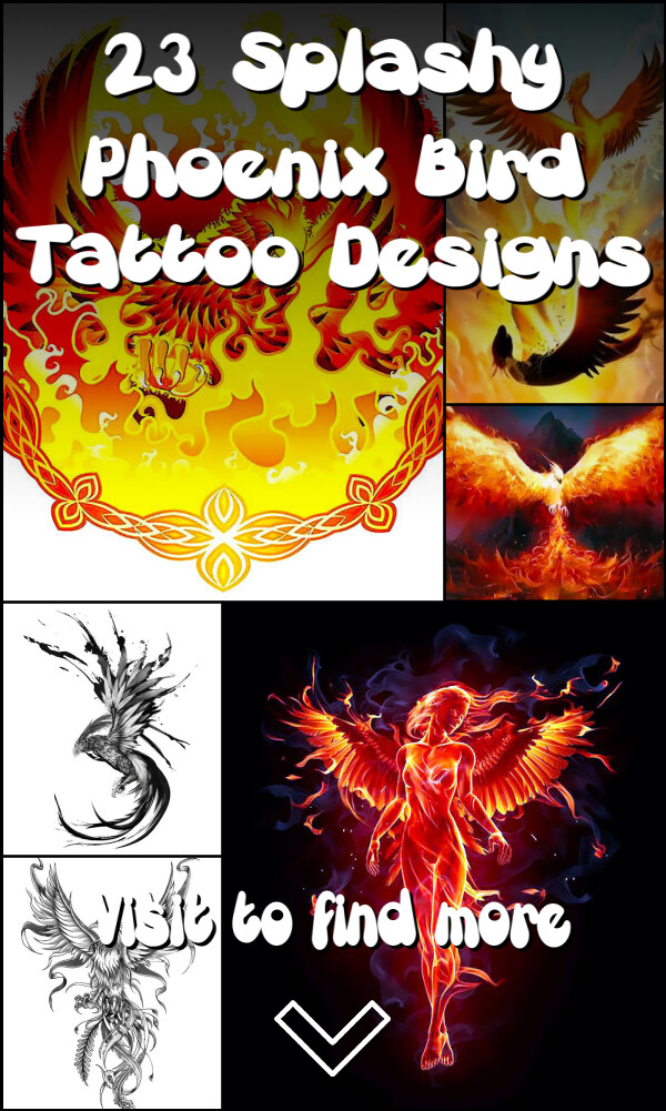 23 Splashy Phoenix Bird Tattoo Designs