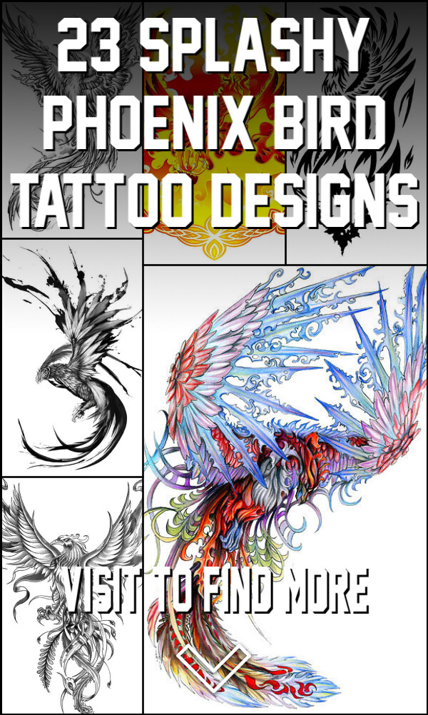 23 Splashy Phoenix Bird Tattoo Designs