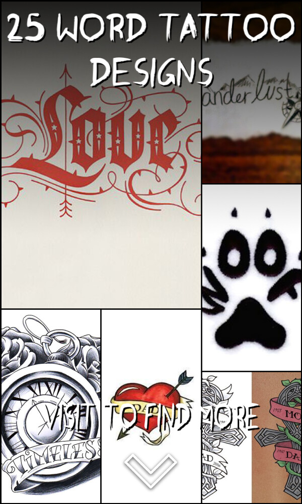 25 Word Tattoo Designs