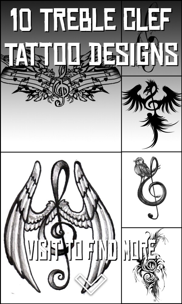 10 Treble Clef Tattoo Designs
