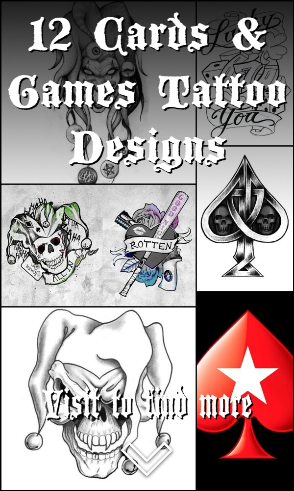 12 Cards & Games Tattoo Designs