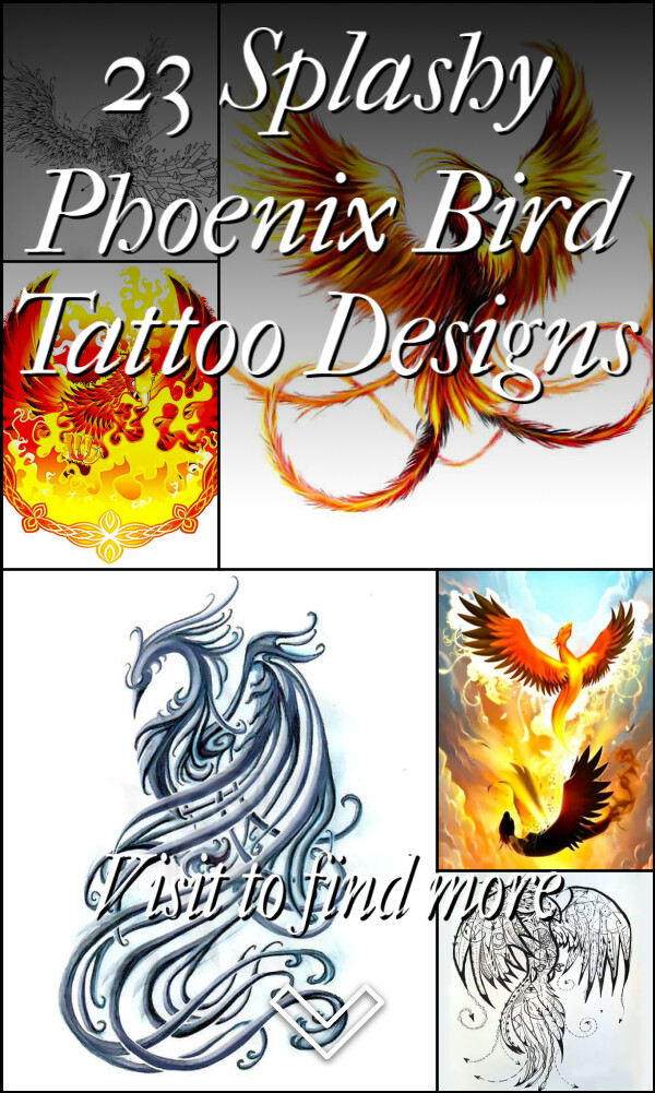 23 Splashy Phoenix Bird Tattoo Designs