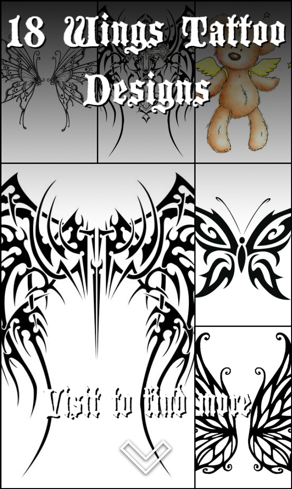 18 Wings Tattoo Designs