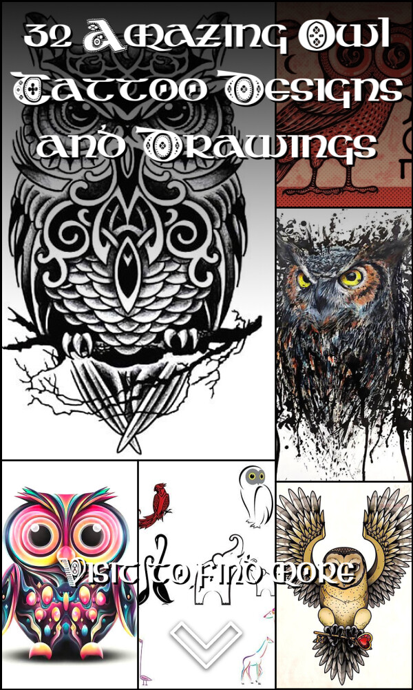 32 Amazing Owl Tattoo Designs and Drawings