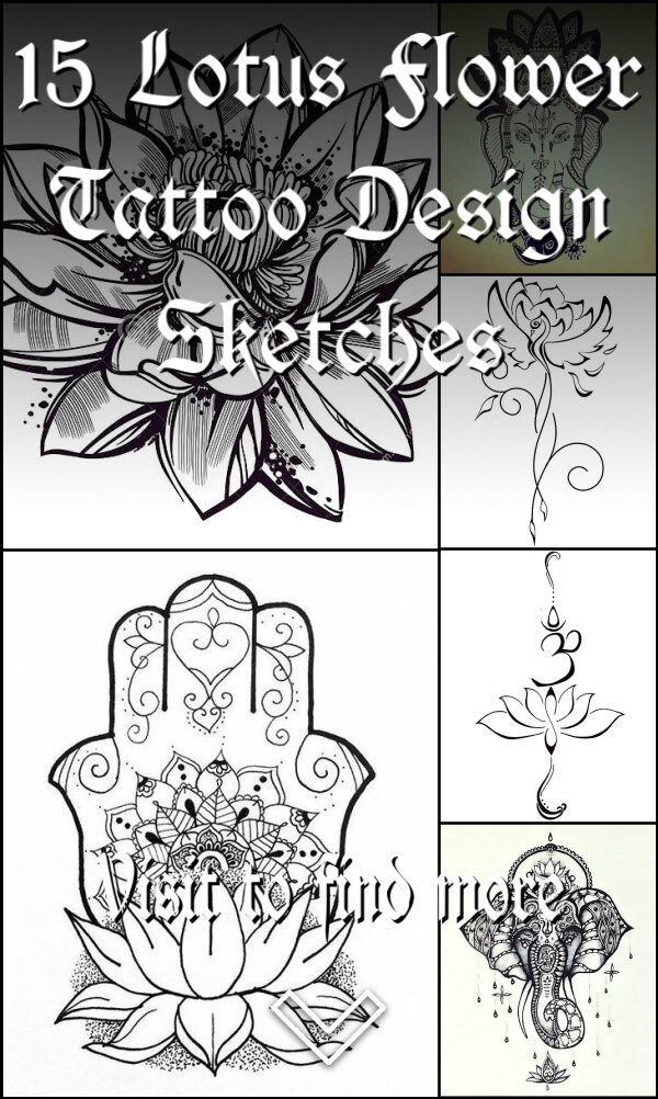 15 Lotus Flower Tattoo Design Sketches