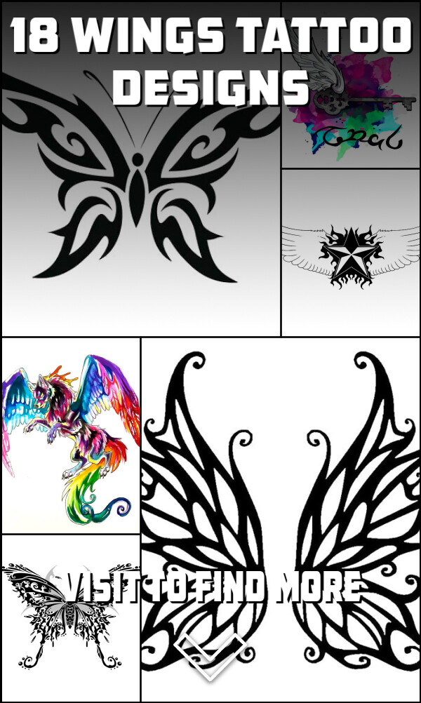 18 Wings Tattoo Designs