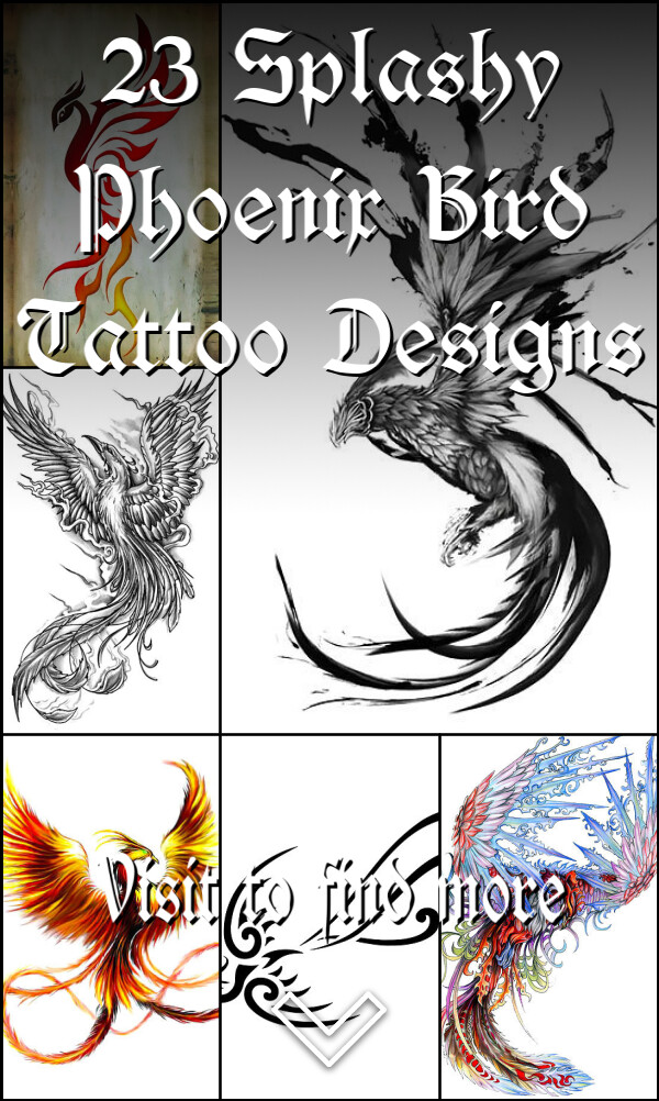 23 Splashy Phoenix Bird Tattoo Designs