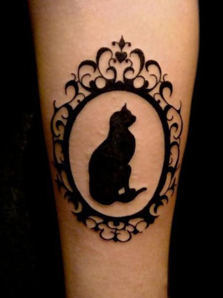 Black Cat Portrait Tattoo Idea