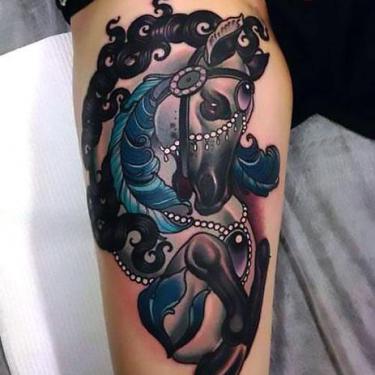 Beautiful Simple Dark Horse Tattoo
