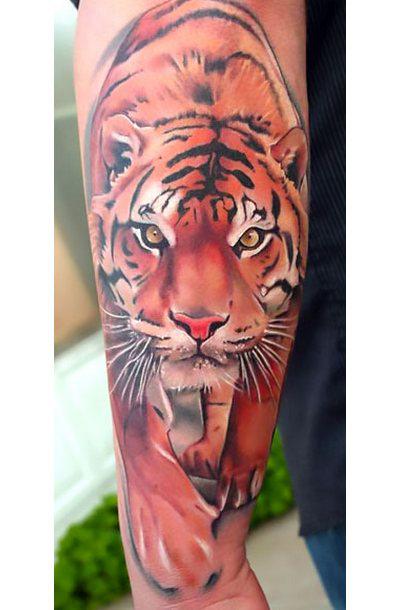 Beautiful Tiger Sleeve Tattoo Idea