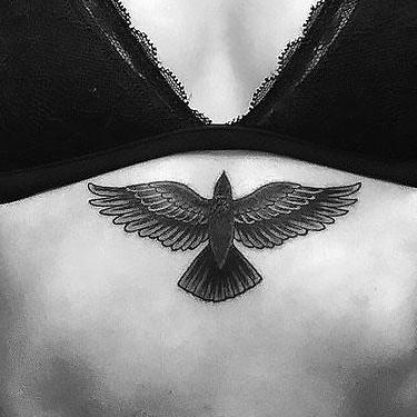 Blackbird Tattoo Under Breast Tattoo