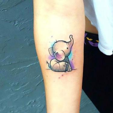 Beautiful Baby Elephant Tattoo