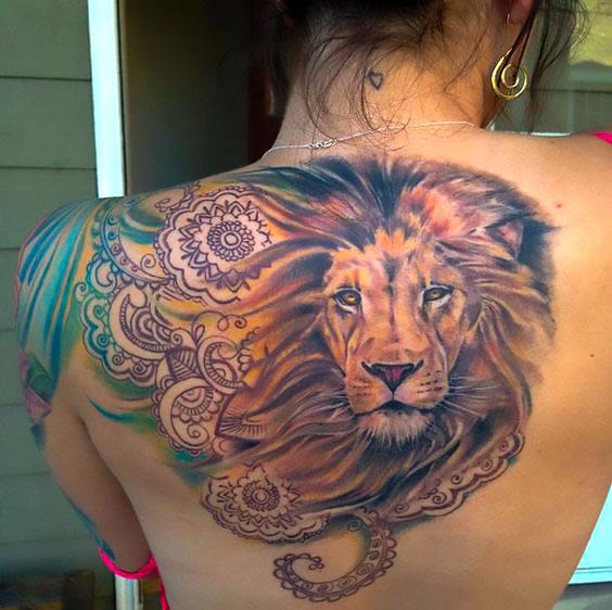 Beautiful Lion Face Tattoo Idea